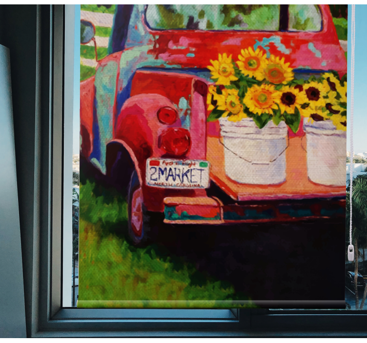 Vintage Truck Bouquet flower roller blind - TenStickers