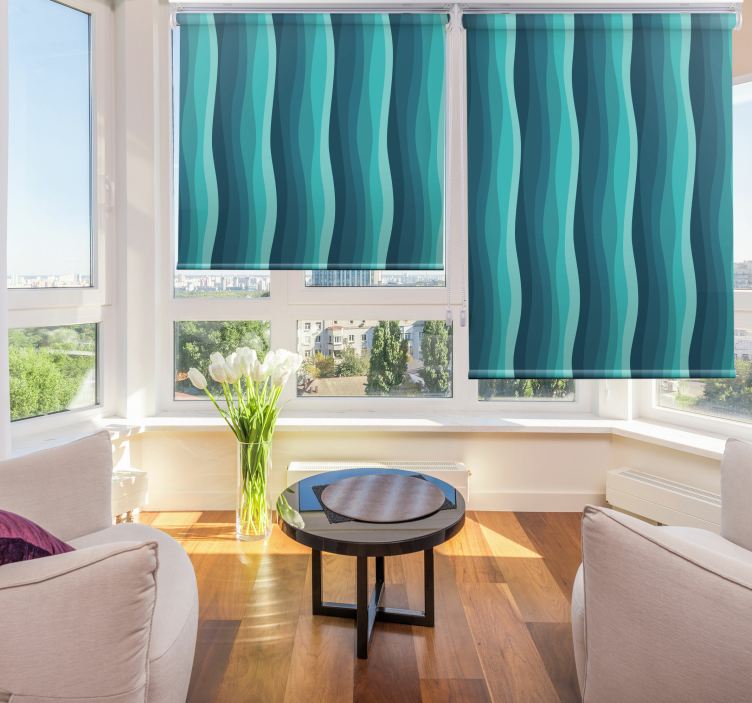 Wavy blue pattern living room roller blind - TenStickers