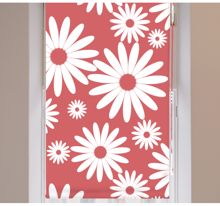 White Daisy Pattern flowers and plants roller blind - TenStickers