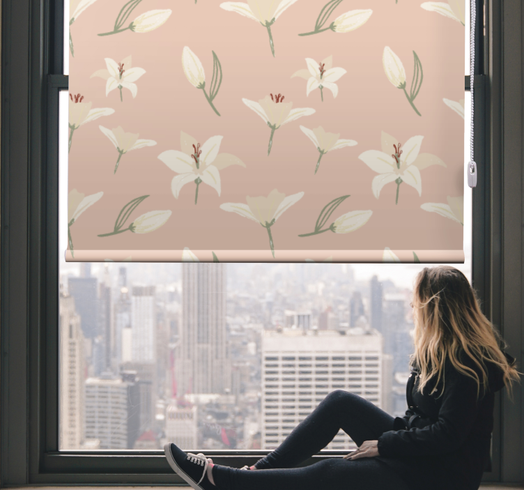 White lily nude background pattern Flower blind - TenStickers