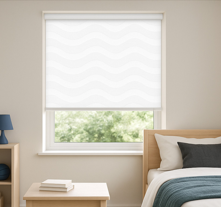 White and grey waves teenage bedroom roller blind - TenStickers