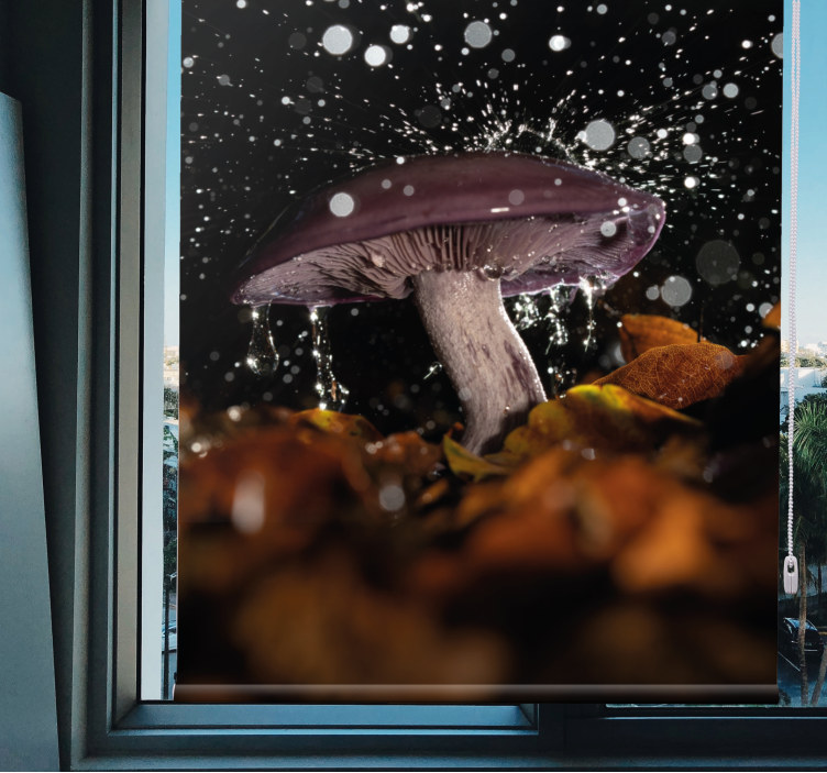 Wild mushroom under rain Blind painting - TenStickers