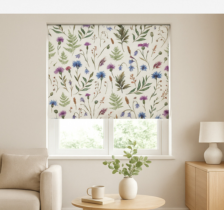 Wildflower meadow pattern living room roller blind - TenStickers
