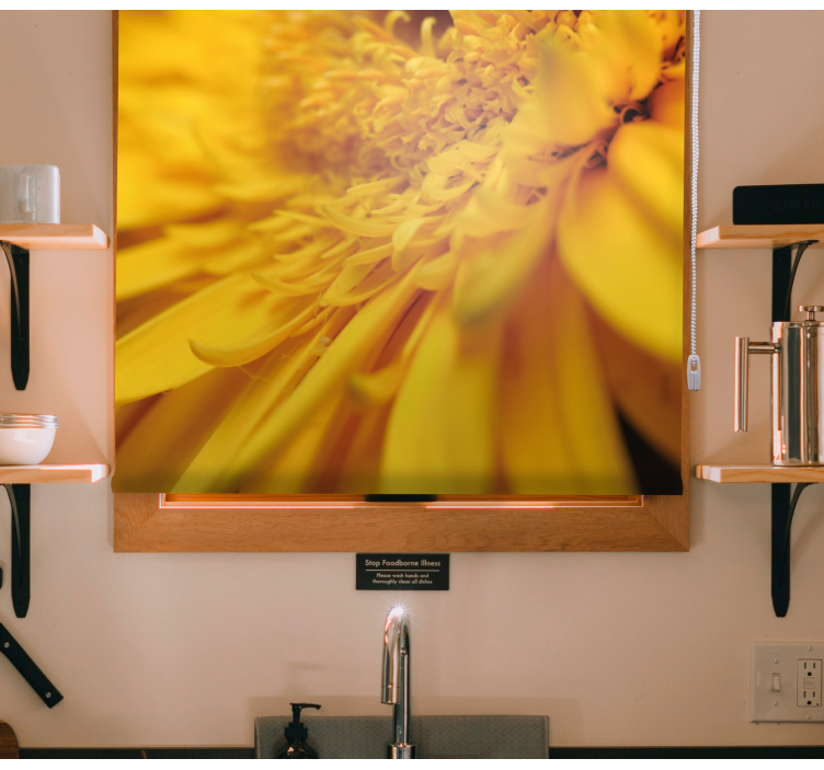 Yellow close-up flowers and plants roller blind - TenStickers