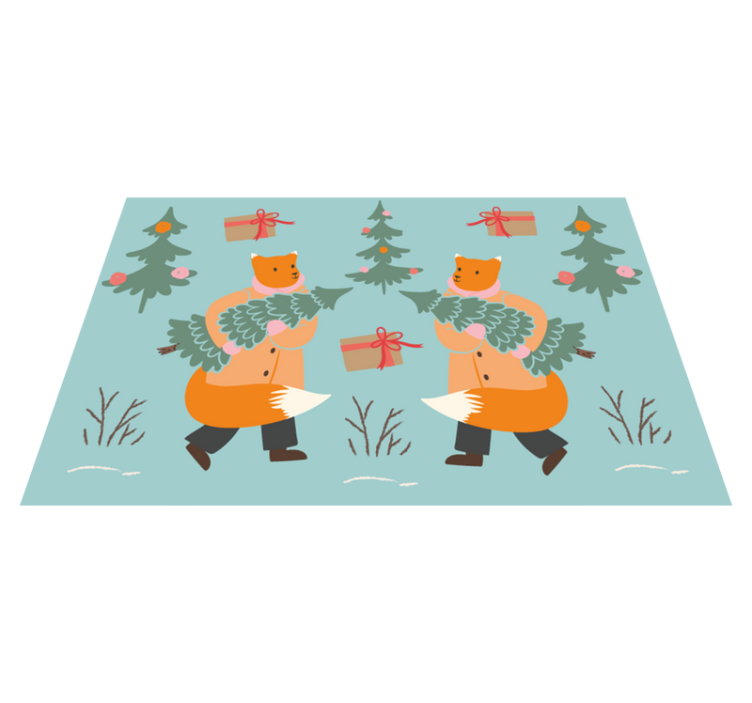 Christmas placemats with festive fox and tree - TenStickers