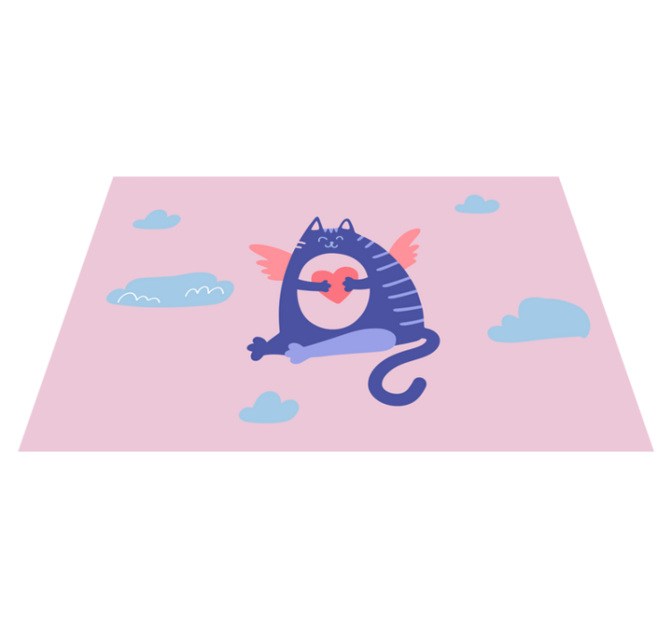 Children placemats flying cat with heart design - TenStickers
