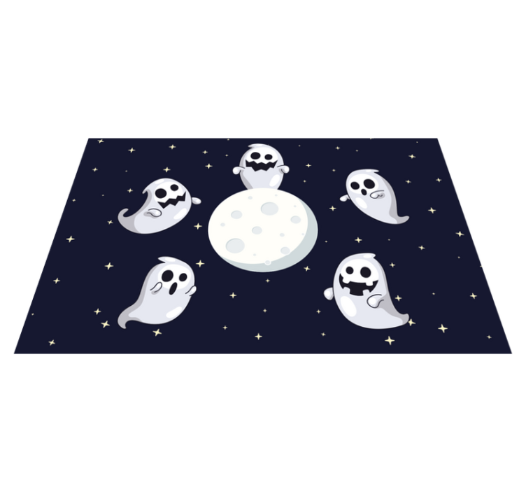 White flying ghosts moon Halloween placemats - TenStickers