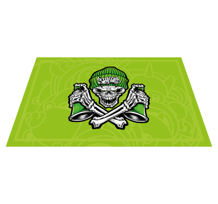 Green skull glasses graffiti  original placemats - TenStickers