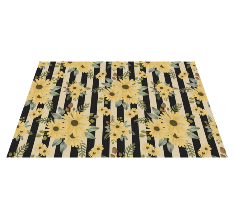 Autumn sunflowers on stripes floral placemats - TenStickers