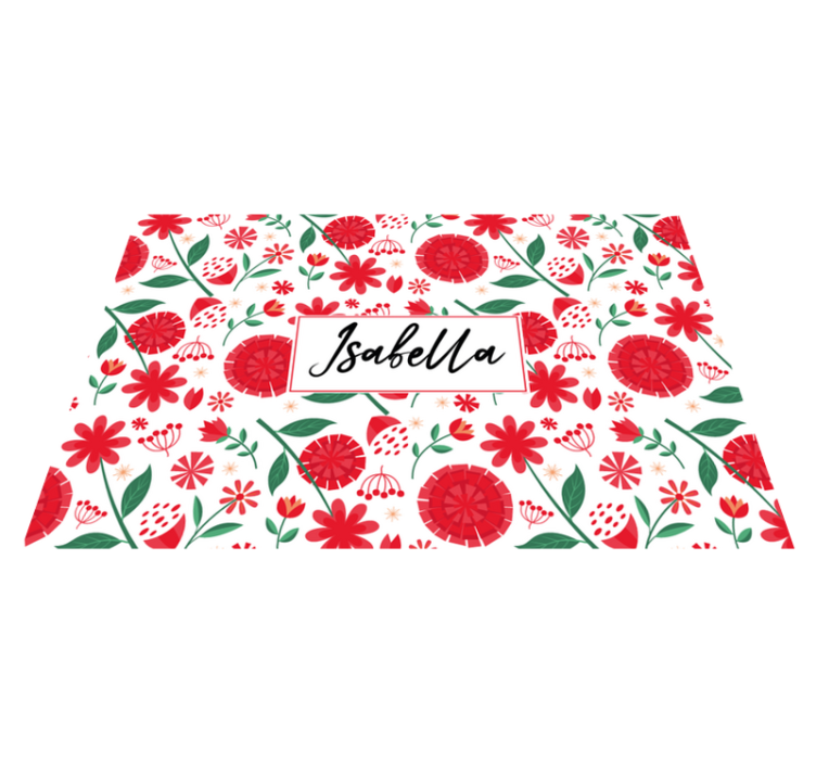 Personalisable placemats with floral name design - TenStickers