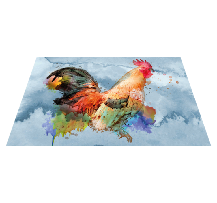 Watercolor painted rooster textured placemats - TenStickers