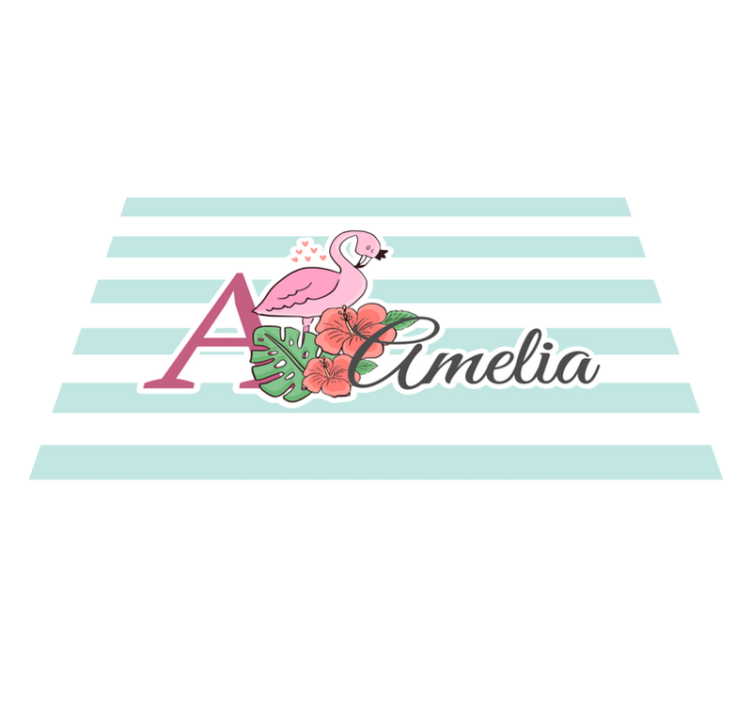 Cute animals flamingo with name placemats - TenStickers