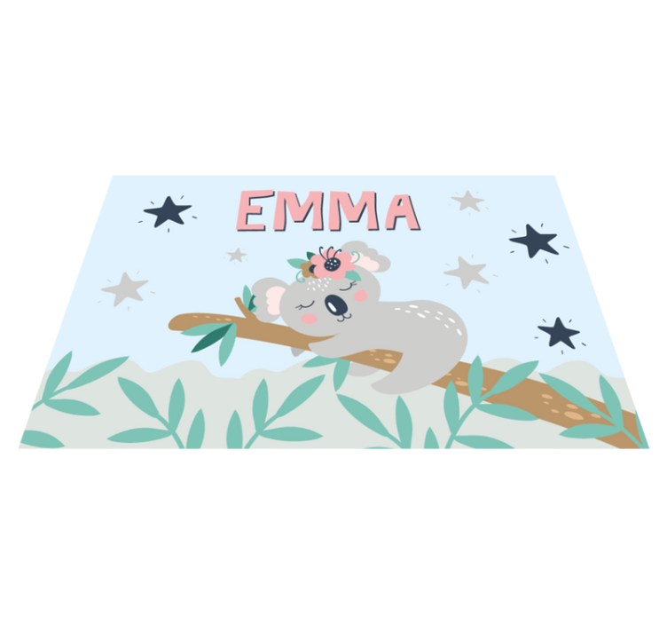 Personalised cute koala girl sleeping on tree kids placemat - TenStickers