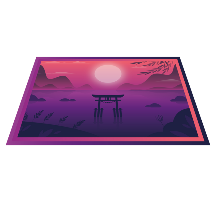 Modern placemats serene sunset landscape - TenStickers