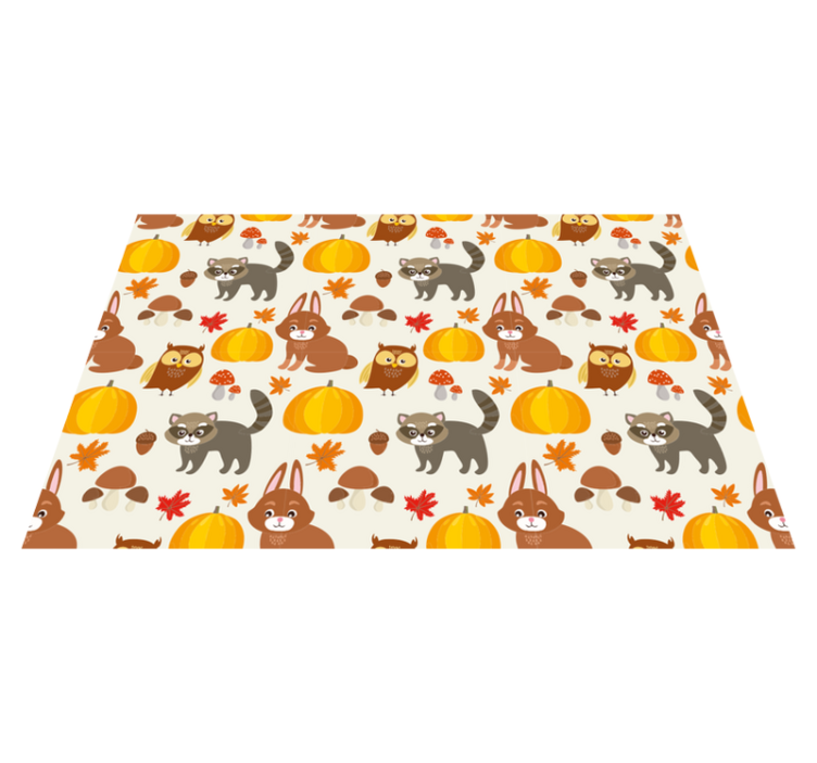 Raccoon Owl Rabbit Pumpkin children placemats - TenStickers