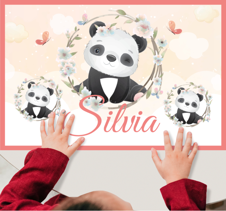 Children placemats charming panda arrangement - TenStickers