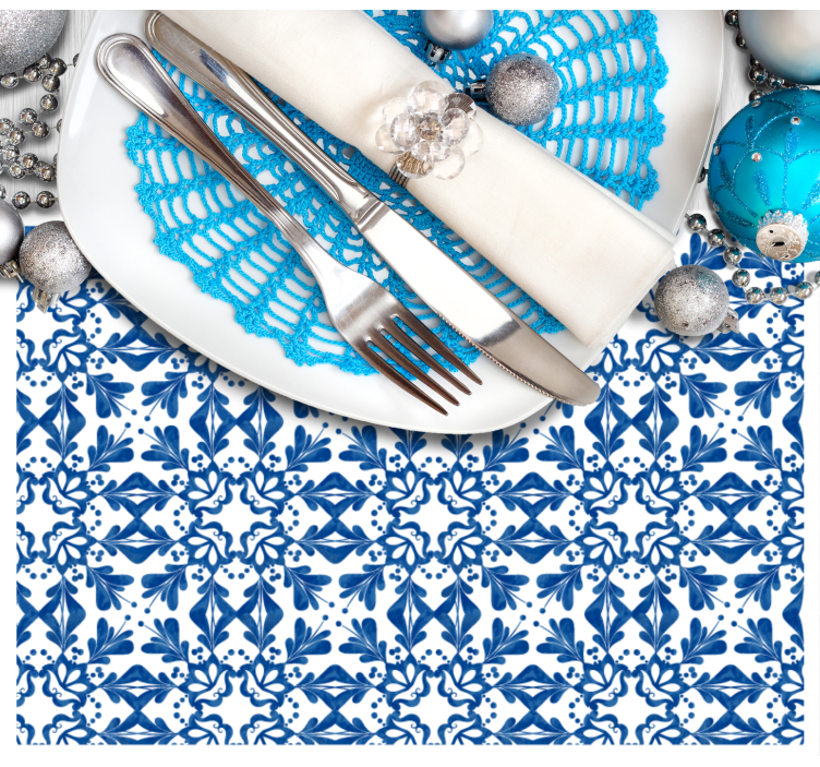 Blue vintage pattern tile textured placemats - TenStickers