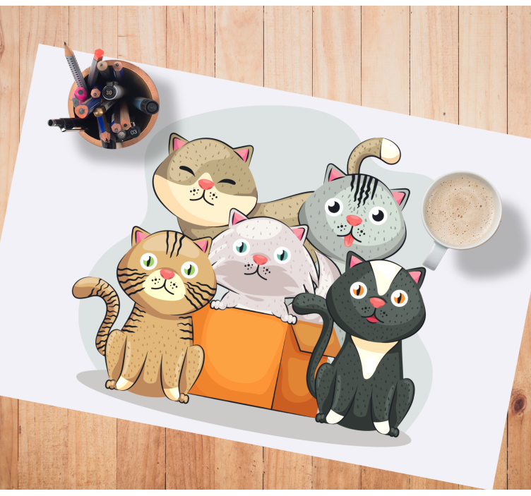 Cats in box children placemats - TenStickers
