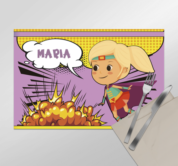 comic superheroine Personalised placemats - TenStickers