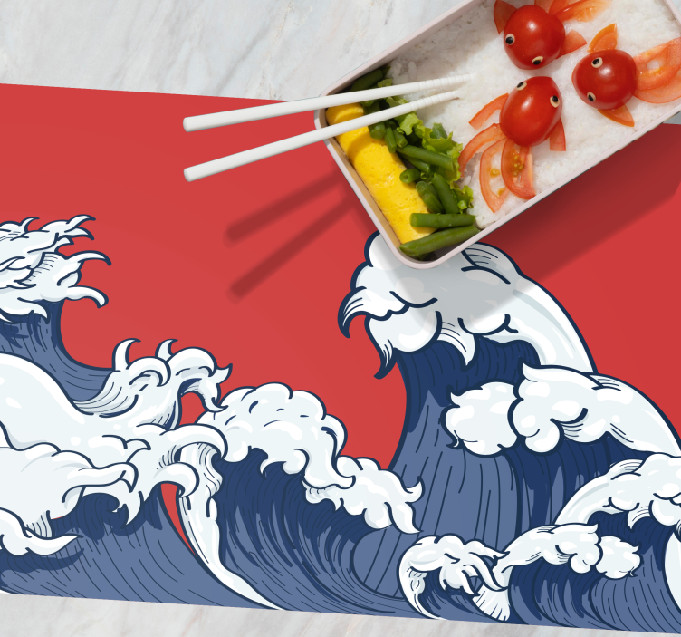 Red Kanagawa wave original placemats - TenStickers
