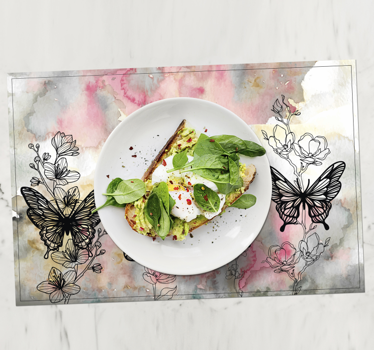 Floral Butterfly Accents placemat Floral Butterfly Accents placemat - TenStickers