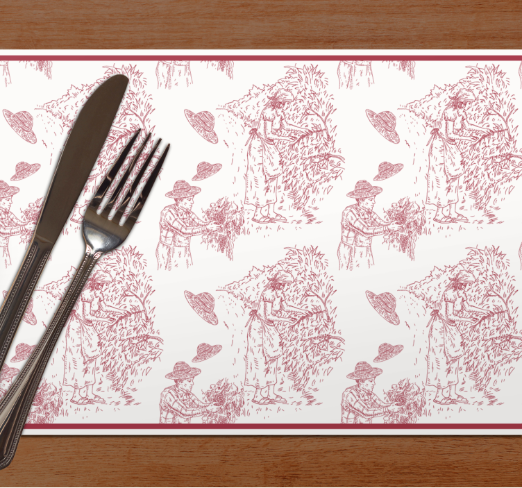 French vintage pattern red original placemats - TenStickers