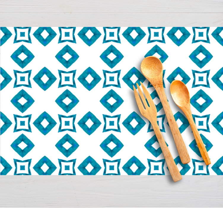 Geometric blue diamond  design vnyl placemats - TenStickers