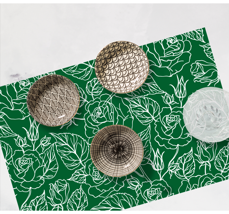 Green flowers elegant placemats - TenStickers