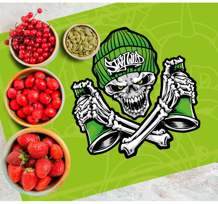 Green skull glasses graffiti  original placemats - TenStickers