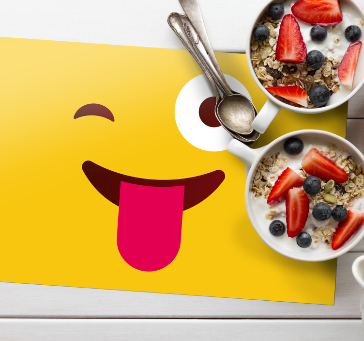 Modern emoji winking face children placemats - TenStickers