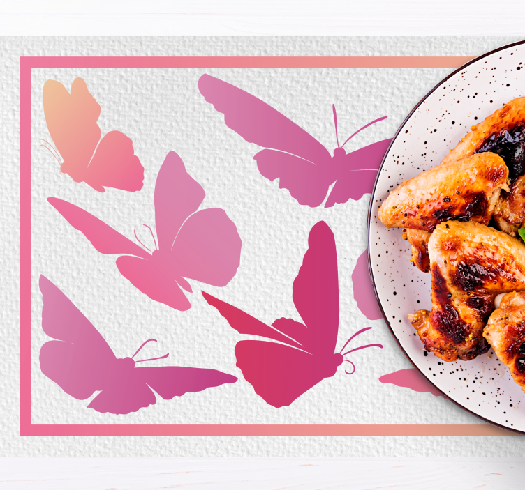 Pink butterflies silhouette butterfly placemats - TenStickers