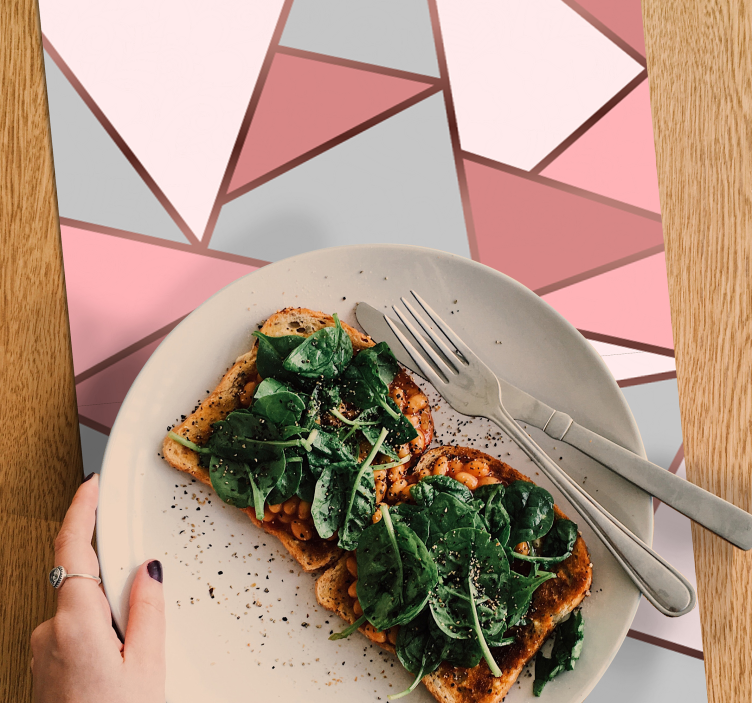 Pink pattern and gold lines original placemats - TenStickers