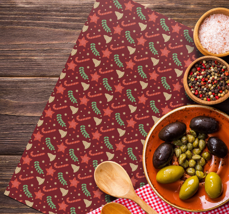 Red candy pattern Christmas placemats - TenStickers