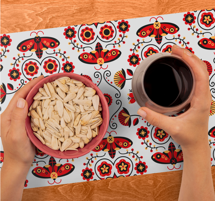 Red folklore pattern Poland original placemats - TenStickers