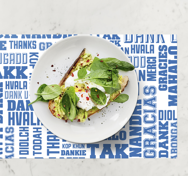 Thanks in many languages restaurant placemats - TenStickers