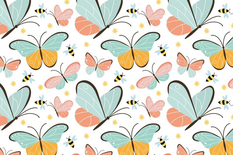 butterflies and bees butterfly placemats - TenStickers