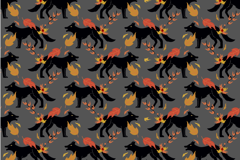Halloween placemat foxes with flames - TenStickers