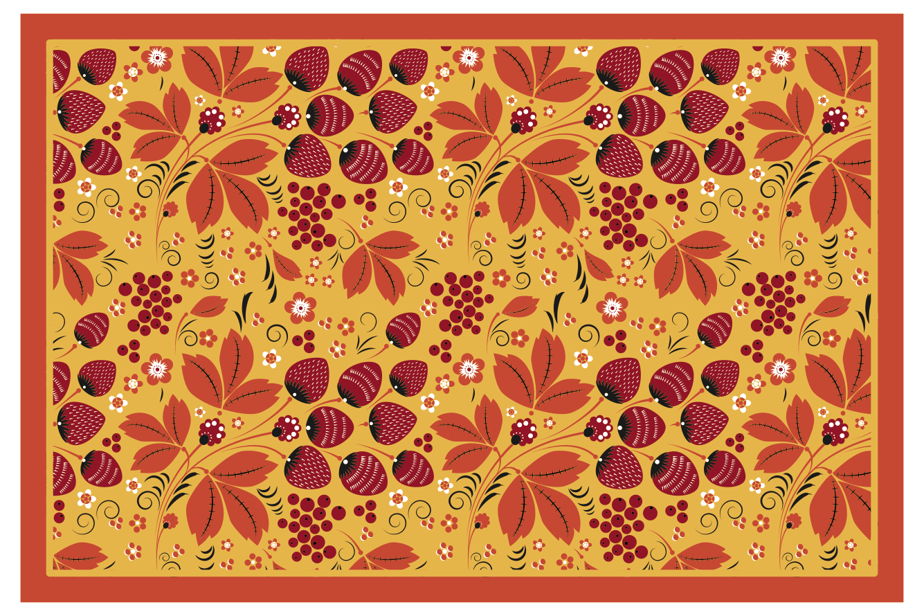 Strawberry Russian folk pattern home placemats - TenStickers