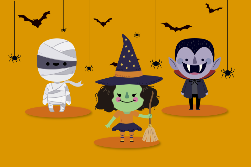 happy witch mummy and vampires - TenStickers