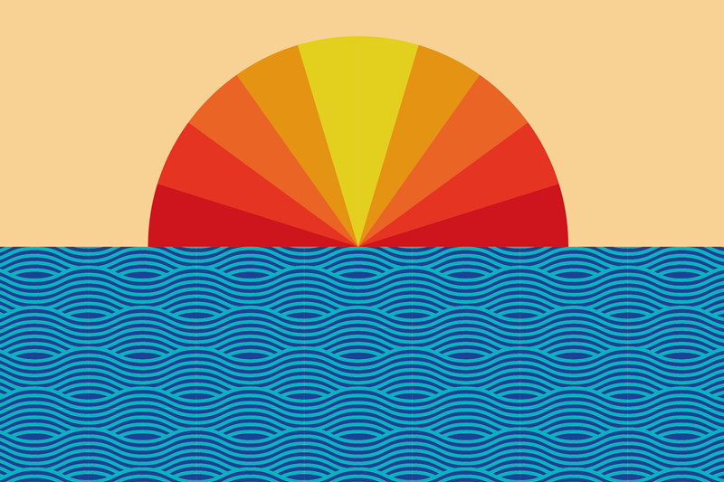 Sunrise ocean waves placemat - TenStickers