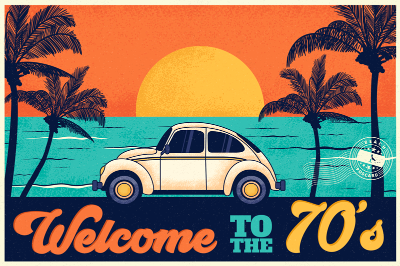 Elegant placemat retro 70s beach vibe - TenStickers