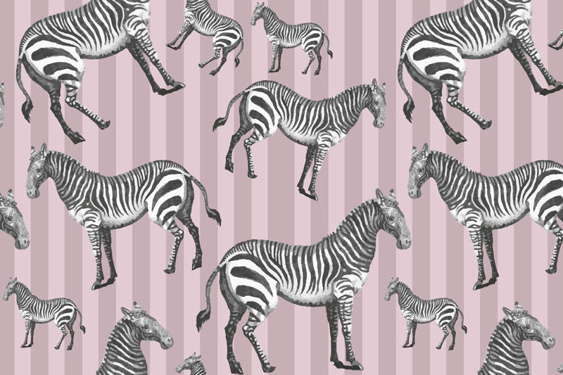 Vintage illustration pattern zebra placemats - TenStickers