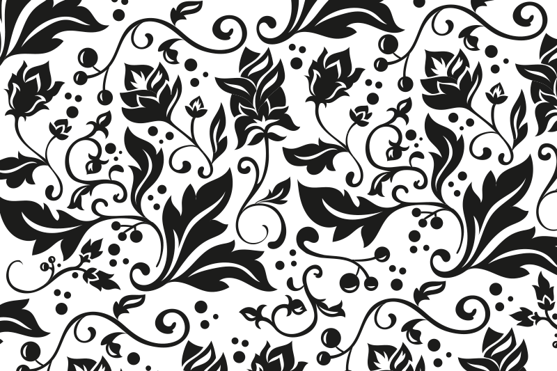 Floral black pattern placemat - TenStickers