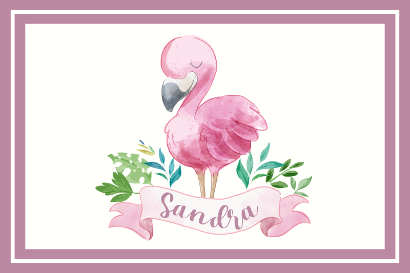 Personalisable placemats flamingo with ribbon - TenStickers