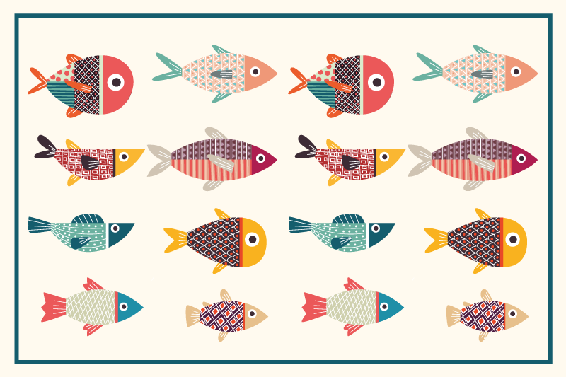 Original placemats colorful fish designs - TenStickers