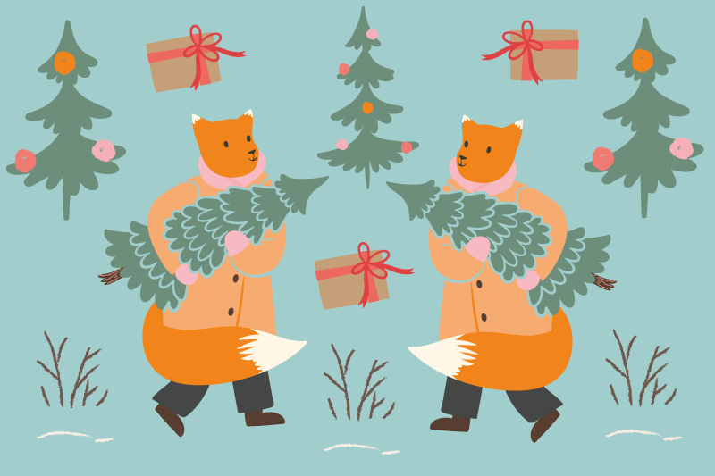 Christmas placemats with festive fox and tree - TenStickers