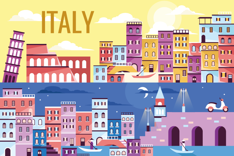 Personalisable placemats of vibrant italian cityscape - TenStickers