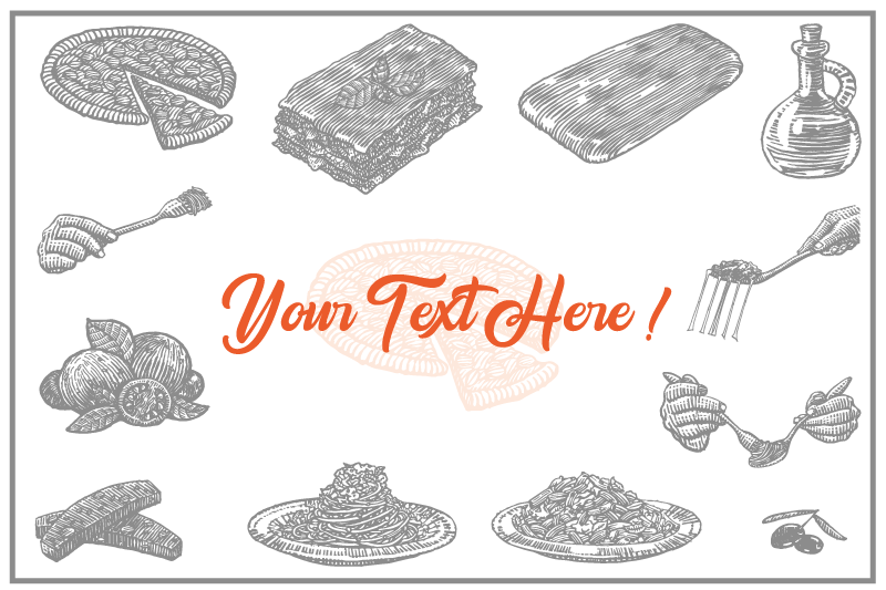 Italian food icons with text placemats - TenStickers