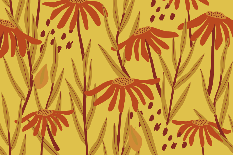 Original placemats floral yellow design - TenStickers