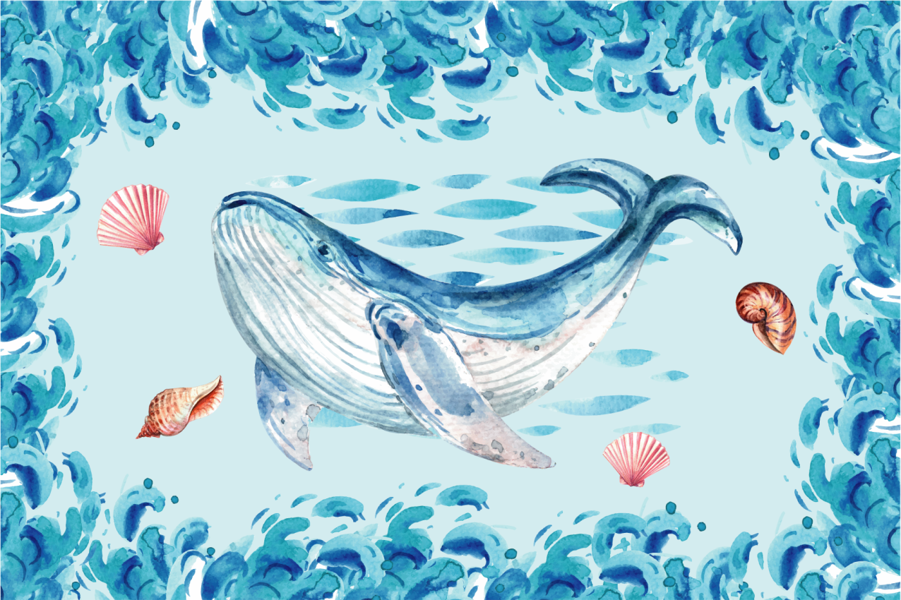 Original placemats whale sea elements - TenStickers